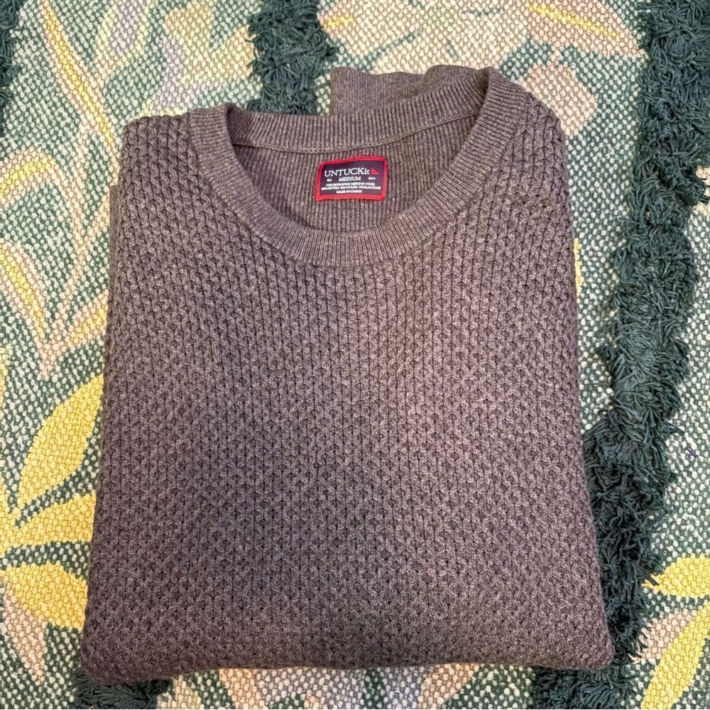 UNTUCKit 100% Extra Fine Merino Wool Pullover Mock Neck Sweater Mens Medium